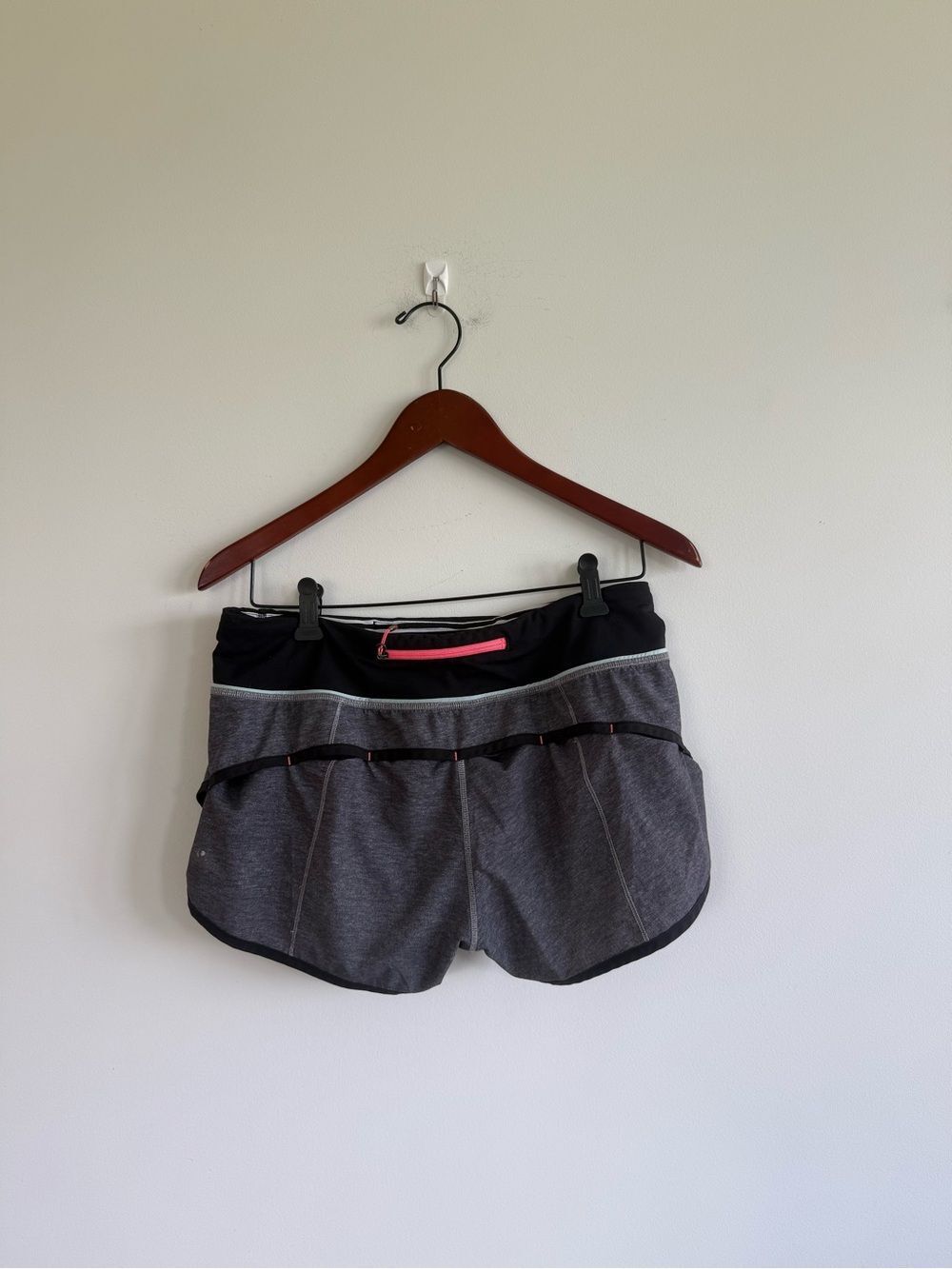Lulu Gray Athletic Shorts With Pink Accents